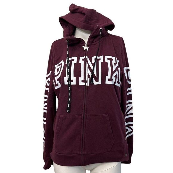 Victoria's Secret PINK Ladies S Zip Hooded Fleece Jacket Sweatshirt Breakaway - Picture 1 of 7